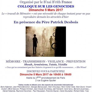 PARIS. Colloque sur les génocides du Bnai Brith France. Exposition