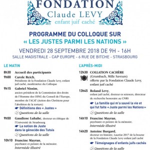 STRASBOURG. Colloque annuel de la fondation Claude Lévy enfant juif caché
