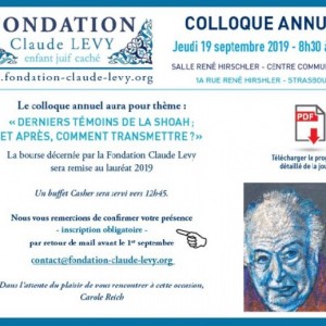 STRASBOURG. Colloque annuel de la Fondation Claude Levy enfant juif caché 