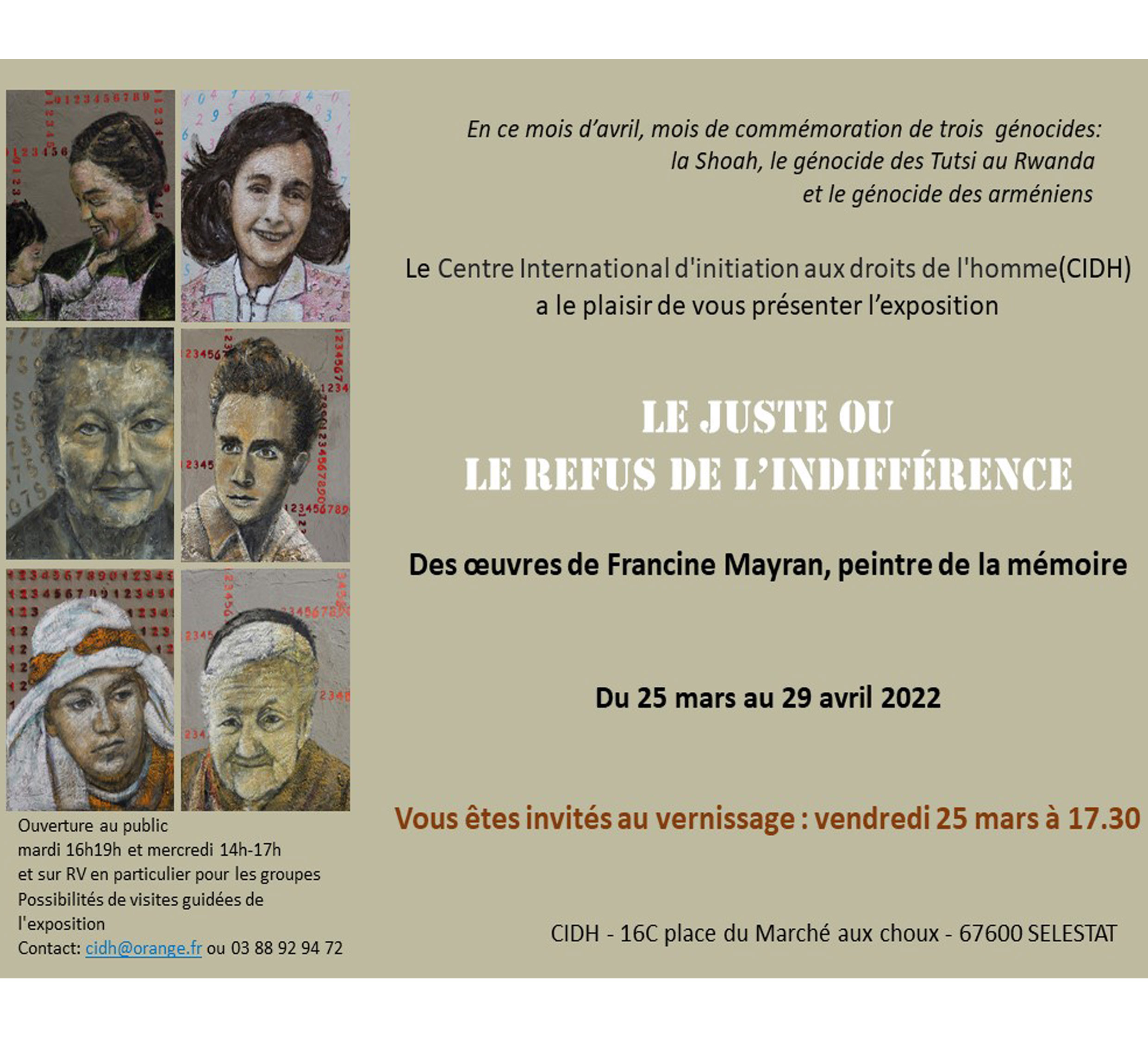 SELESTAT. Exposition Le Juste ou le refus de l'indifférence
