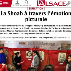 2015. CRÉATION PAR DES ÉLÈVES D'UNE EXPOSITION DE MES PEINTURES SUR LA SHOAH. Mulhouse (68).  Collège St Exupéry 